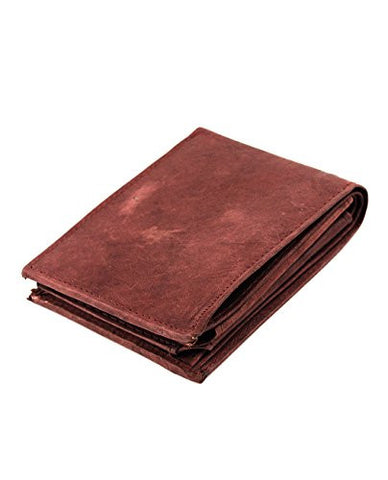 NYfashion101 Genuine Cowhide Leather 8 Card Slot ID Window Flaps Bifold Wallet