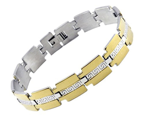 NYfashion101 Men's Fashionable Two-Tone Stainless Steel Bracelet 4035