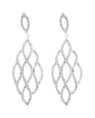 Curvy Rhinestone Pave Drop Earrings in Silver-Tone