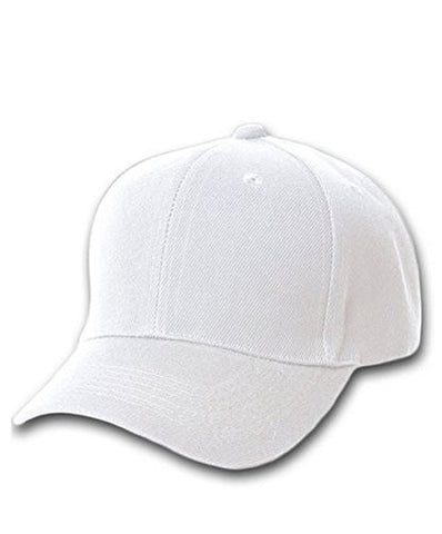 Blank / Plain Adjustable Velcro Baseball Cap / Hat - White