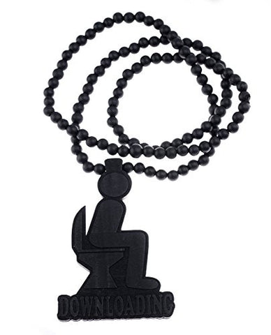 Downloading Wooden Pendant 7mm 34" Wood Bead Chain Necklace in Black