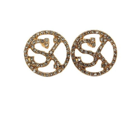 Iced Out Street King SK Stud Earrings in Gold-Tone