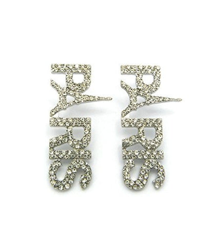 PARIS Charm Rhinestone Accent Stud Earrings in Silver-Tone