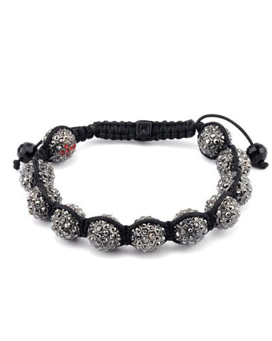 Cross Studded Encrusted Beads Shamballa Bracelet - Grey Tone XHB110HERD