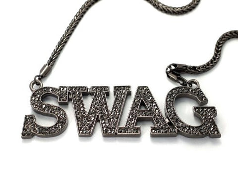 Iced Out SWAG Pendant w/ 36" Franco Chain in Hematite Tone MHP23HE