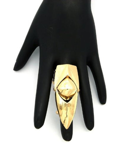 Gold Tone Folding Charm Finger Ring w/ Stretch Base JR1016GD