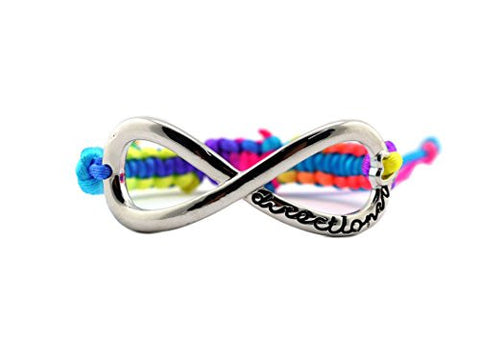 Directioner¢ç Fans Silver-Tone Infinity Rainbow Macrame Bracelet XB288R