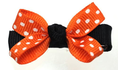 Halloween Style Mini Size Dotted Ribbon Bow Handmade Hair Clip BC8074-2