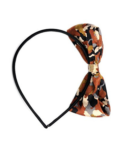 NYfashion101 Fashionable Camoflauge Bow Satin Covered Wire Metal Skinny Headband