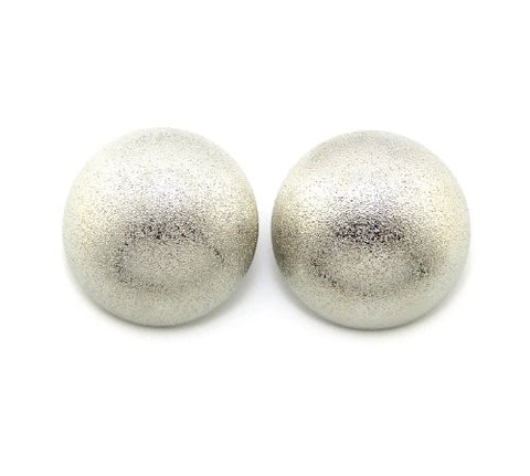 Rough Metallic Matte Finish Half Ball Stud Earrings in Silver-Tone