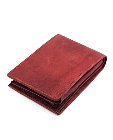 NYfashion101 Genuine Cowhide Leather 8 Card Slot ID Window Flap Bifold Wallet