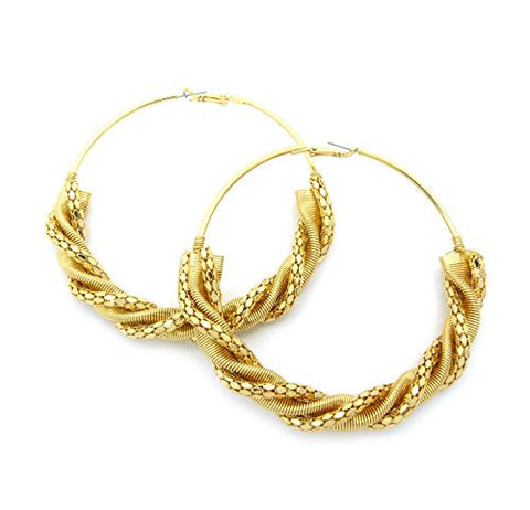 Twist Chain Accent Hoop Earrings in Gold-Tone JE4004GD
