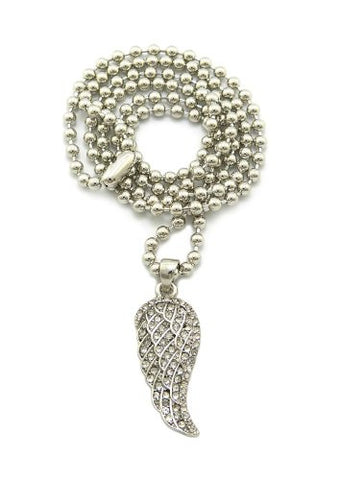 Unisex Micro Angel Wing Silver Tone Pendant 3mm 27" Ball Chain Necklace MMP11R