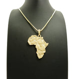 Nugget Africa Continent Pendant with 2mm 24" Box Chain Necklace, Gold-Tone