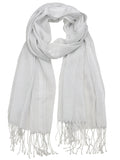 NYFASHION101 Women's Sheer Metallic Braided Tassel Ends Scarf Shawl Wrap