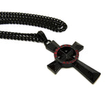 Polished Veritas Aequitas Pendant 5mm Black Cuban Chain Necklace, Black