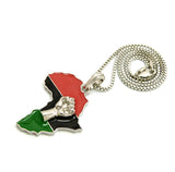 Power Fist on Pan Africa Continent Pendant with 2mm 24" Box Chain Necklace, Silver-Tone