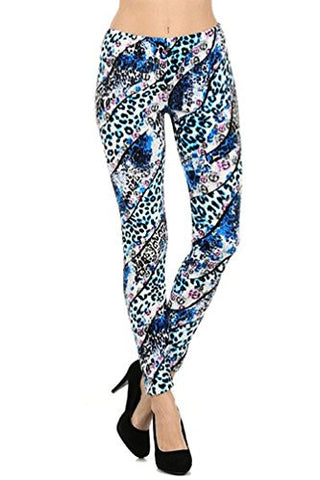 NYfashion101 Winter Fleece Lined White Animal Printed Stretch Velour Leggings