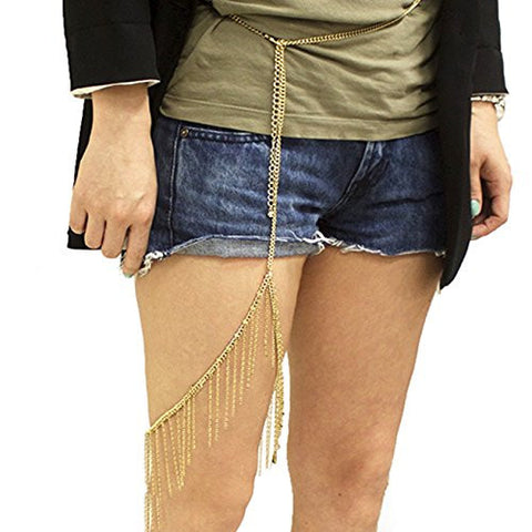 Linked Thigh Chain Lace Fashion Waist Belt in Gold Tone JC2009GD
