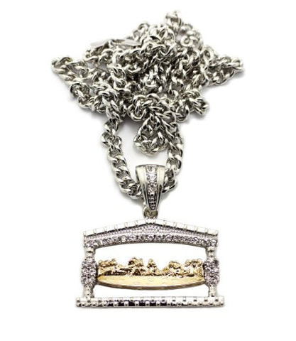 The Last Supper Sculpture Pendant in Silver/Gold Tone w/ 36" Cuban Chain CP84T
