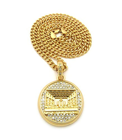 Jesus' The Last Supper Medal Pendant 5mm 24" Cuban Link Chain Necklace in Gold-Tone