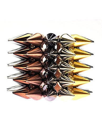 Acrylic Spike Stretch Bracelet in Bronze/Silver/Gold/Hematite-Tone