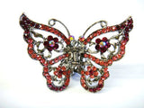 Top Quality Womens Rhinestone Jumbo Butterfly Metal Claw Hair Clip Antique Silver 6 Colors