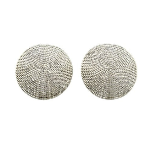 Rope Pattern Round Earrings in Silver-Tone