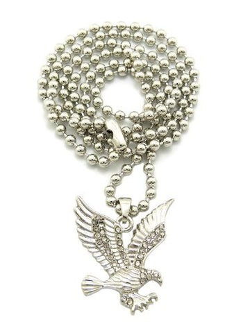 Unisex Silver Tone Micro Eagle Pendant 3mm 27" Ball Chain Necklace MMP10R