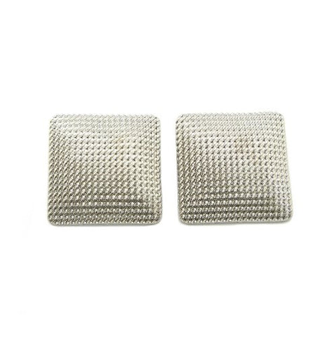 Rope Pattern Square Earrings in Silver-Tone