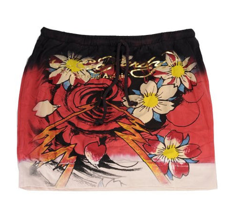 NYfashion101 (TM) Women's Ed Hardy Flower Storm Graphic Mini Skirt 34460S