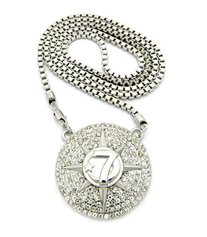 Five Percent Nation Iced Out Star Pendant w/ 36" Box Chain - Silver Tone XP929RBX