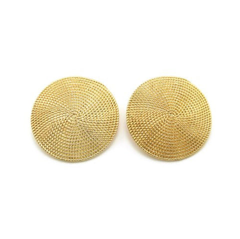 Rope Pattern Round Earrings in Gold-Tone