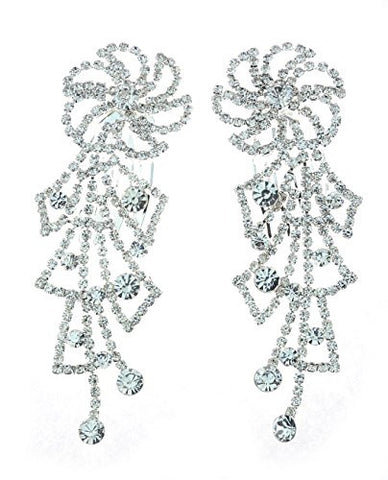NYfashion101 Women's Rhinestone Studded Floral Pin Wheel Pair Hair Comb NHCY2004SY