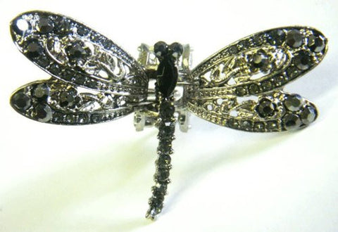 Top Quality Womens Rhinestone Medium Dragon Fly Metal Claw Hair Clip Antique Silver 6 Colors