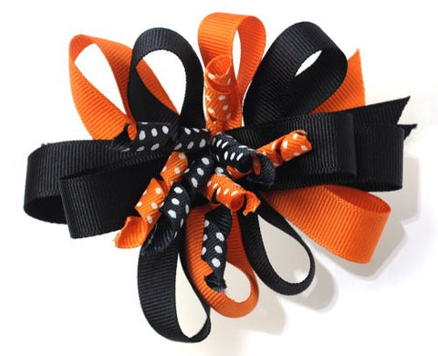 Halloween Style Dotted Ribbon Blossoming Handmade Hair Clip MADE IN USA BC2