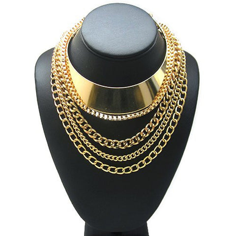 Fabulous Gold Tone Assorted Multi Style Chain Necklace w/ Earrings JS3002GD