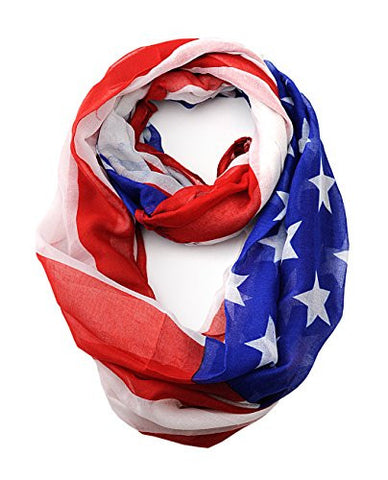 Women's Enlarged Print Patriotic USA Flag Loop Infinity Scarf