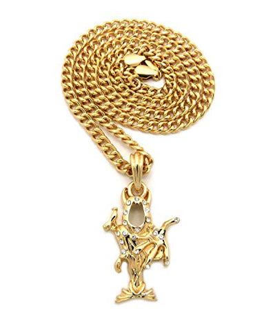 The Wraith Shangri-La Stone Stud Pendant 5mm 24" Cuban Link Chain Necklace in Gold-Tone