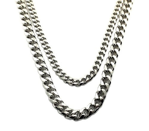 Hip Hop Rapper Look Multi-Length Two Chain Necklace Set in Silver-Tone