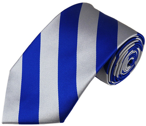 Men's 3.5" Regular College Stripe Woven Tie- DS Royal & Silver