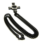 Polished Veritas Aequitas Pendant 5mm Black Cuban Chain Necklace, Silver-Tone
