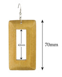 Women's Geometric Open Rectangle Wood Dangle Pierced Earrings