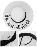 C.C Women's Paper Weaved Crushable Beach Embroidered Quote Floppy Brim Sun Hat, Do Not Disturb