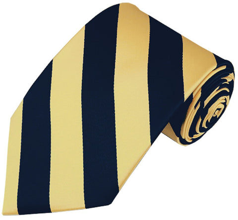 Men's 3.5" Regular College Stripe Woven Tie- DS Navy & Honey Gold