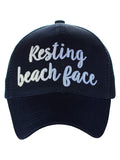 C.C Ponycap Color Changing Embroidered Quote Adjustable Trucker Baseball Cap, Resting Beach Face