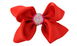 NYFASHION101 Toddlers' Girls' Unicorn Button Grosgrain Ribbon Bow Alligator Clip