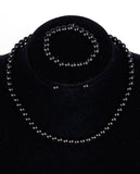 Girl's Simulated Pearl Necklace with Stretch Bracelet & Ball Stud Earrings
