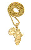 Nugget Africa Continent Pendant with Rope Chain Necklace, Gold-Tone