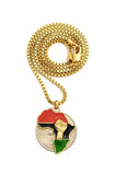 Power Fist on Pan Africa Continent Micro Pendant with 2mm 24" Box Chain Necklace, Gold-Tone